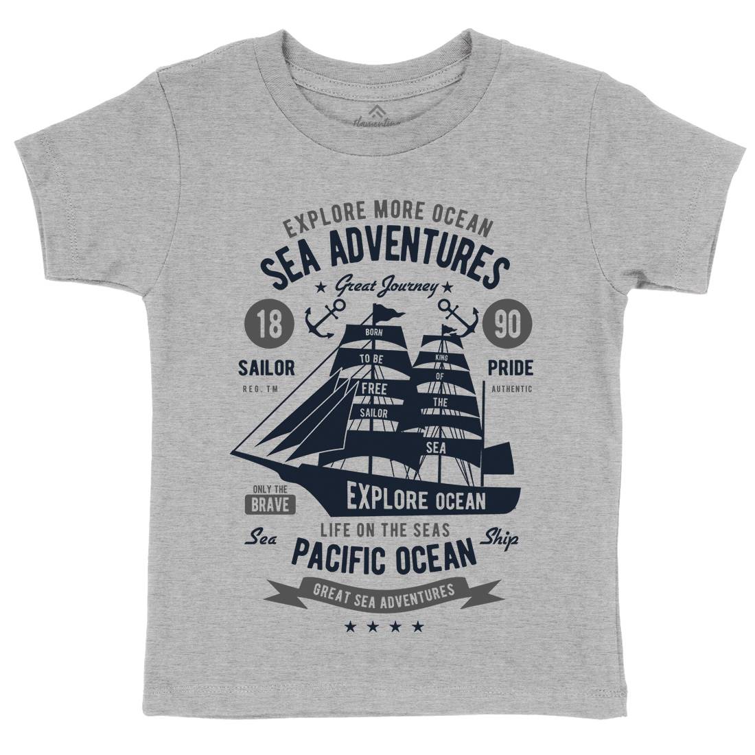 Sea Adventures Kids Crew Neck T-Shirt Navy B446