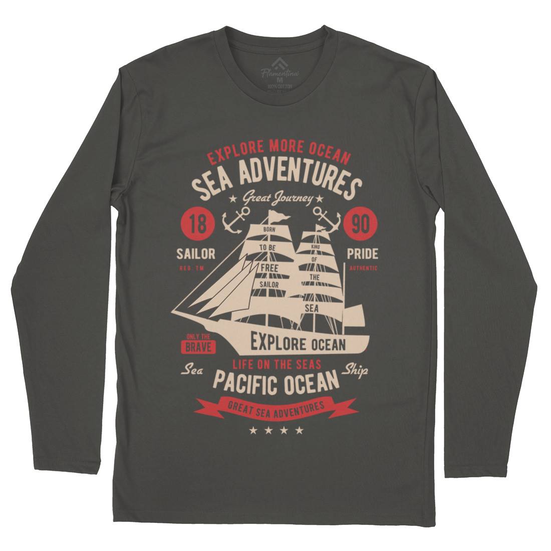 Sea Adventures Mens Long Sleeve T-Shirt Navy B446