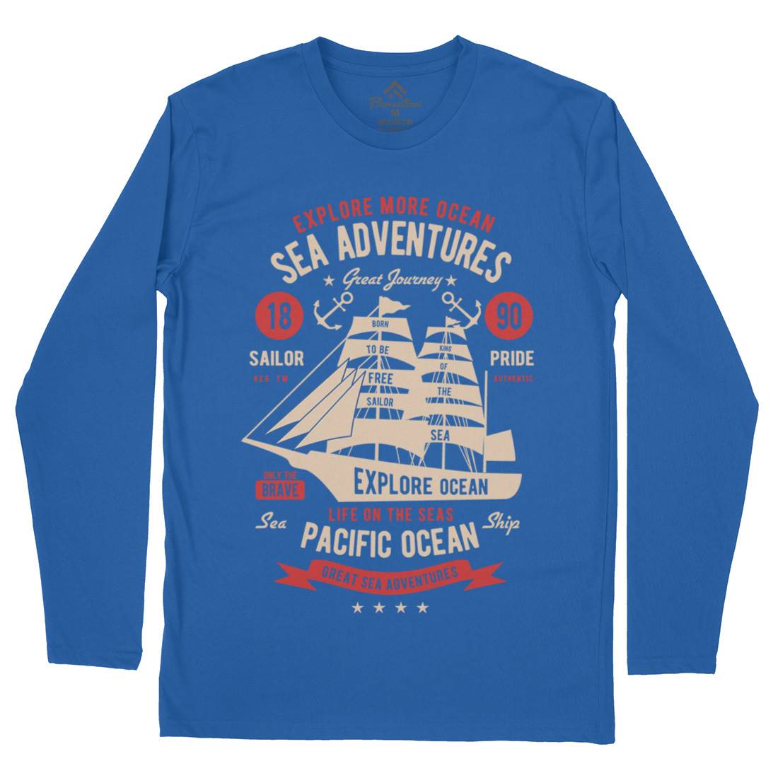 Sea Adventures Mens Long Sleeve T-Shirt Navy B446