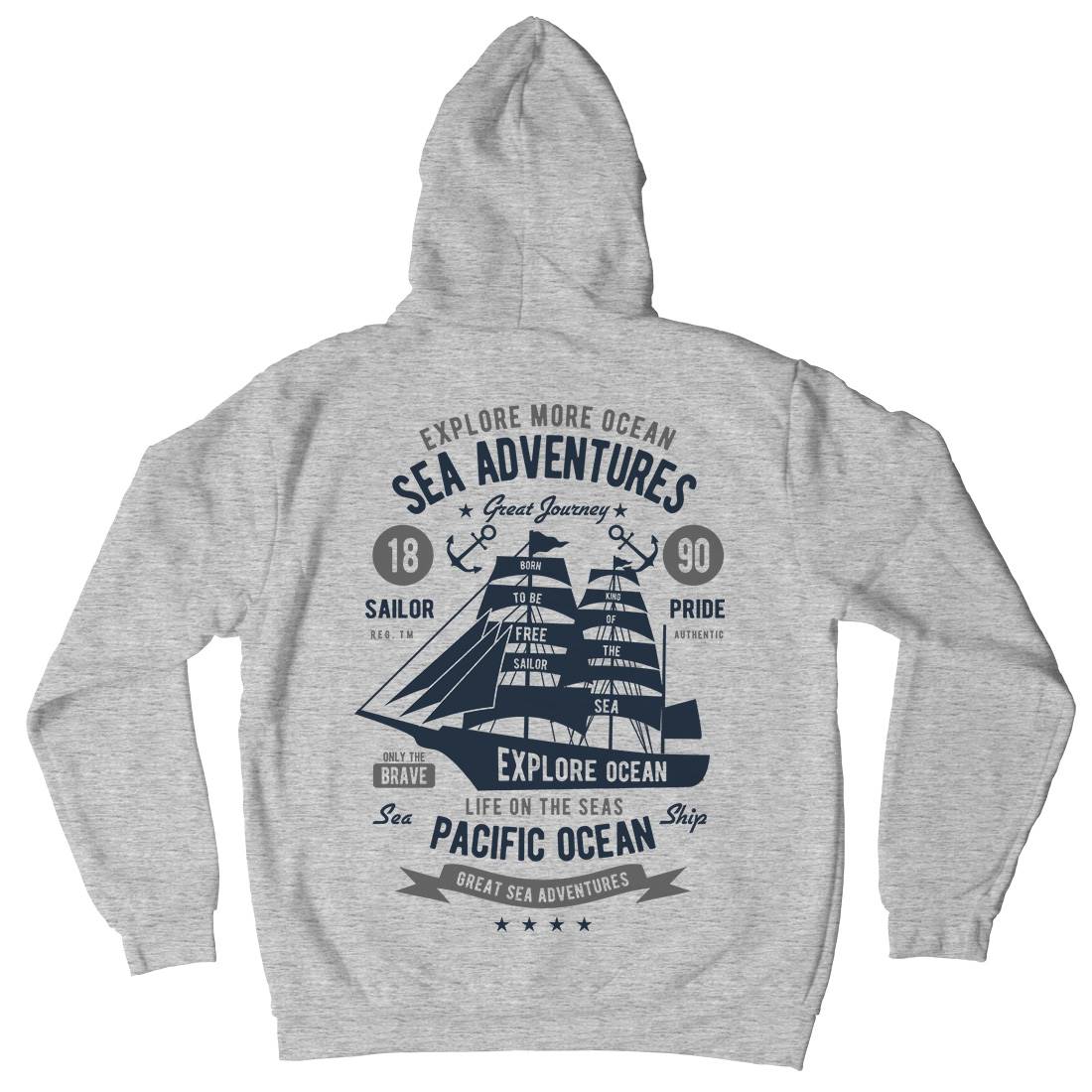 Sea Adventures Mens Hoodie With Pocket Navy B446