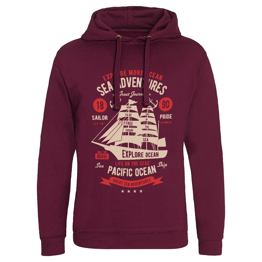 Sea Adventures Mens Hoodie Without Pocket Navy B446
