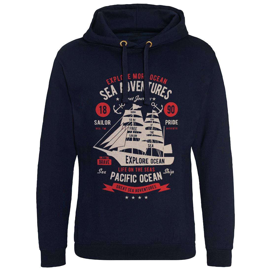 Sea Adventures Mens Hoodie Without Pocket Navy B446