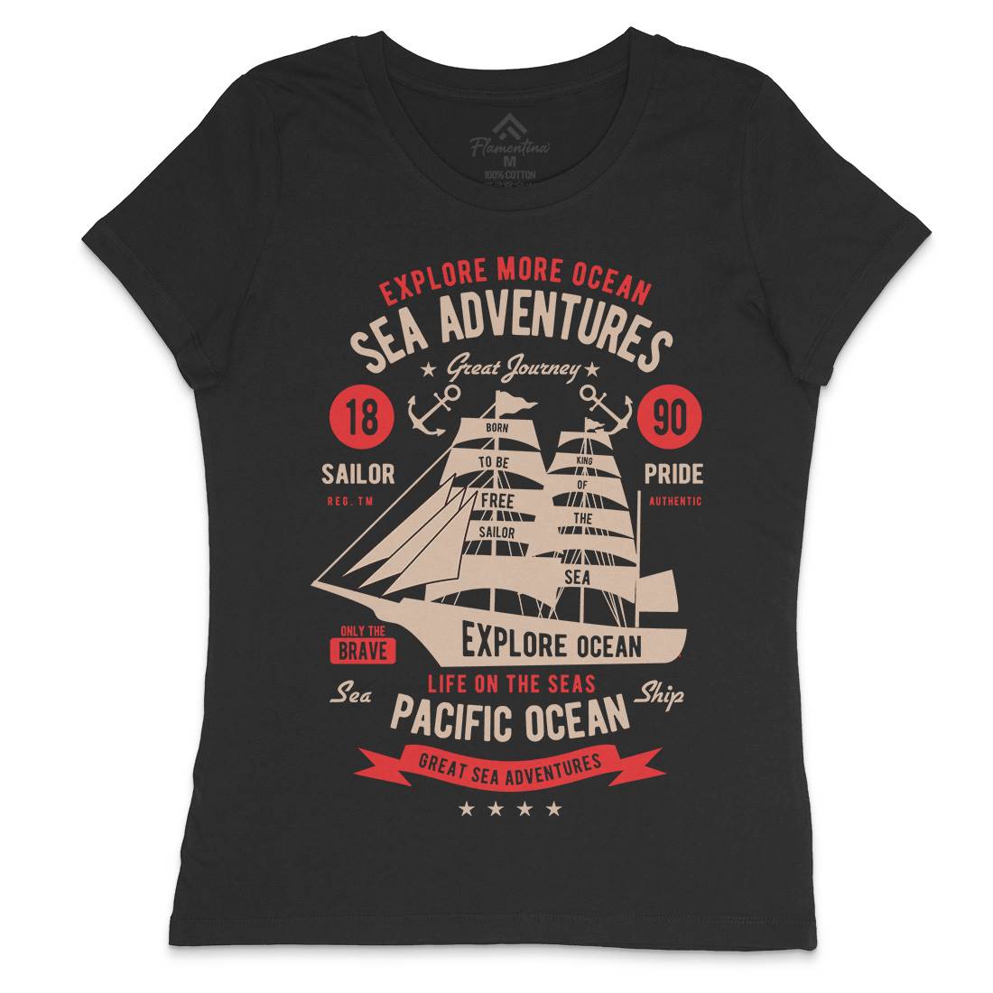 Sea Adventures Womens Crew Neck T-Shirt Navy B446