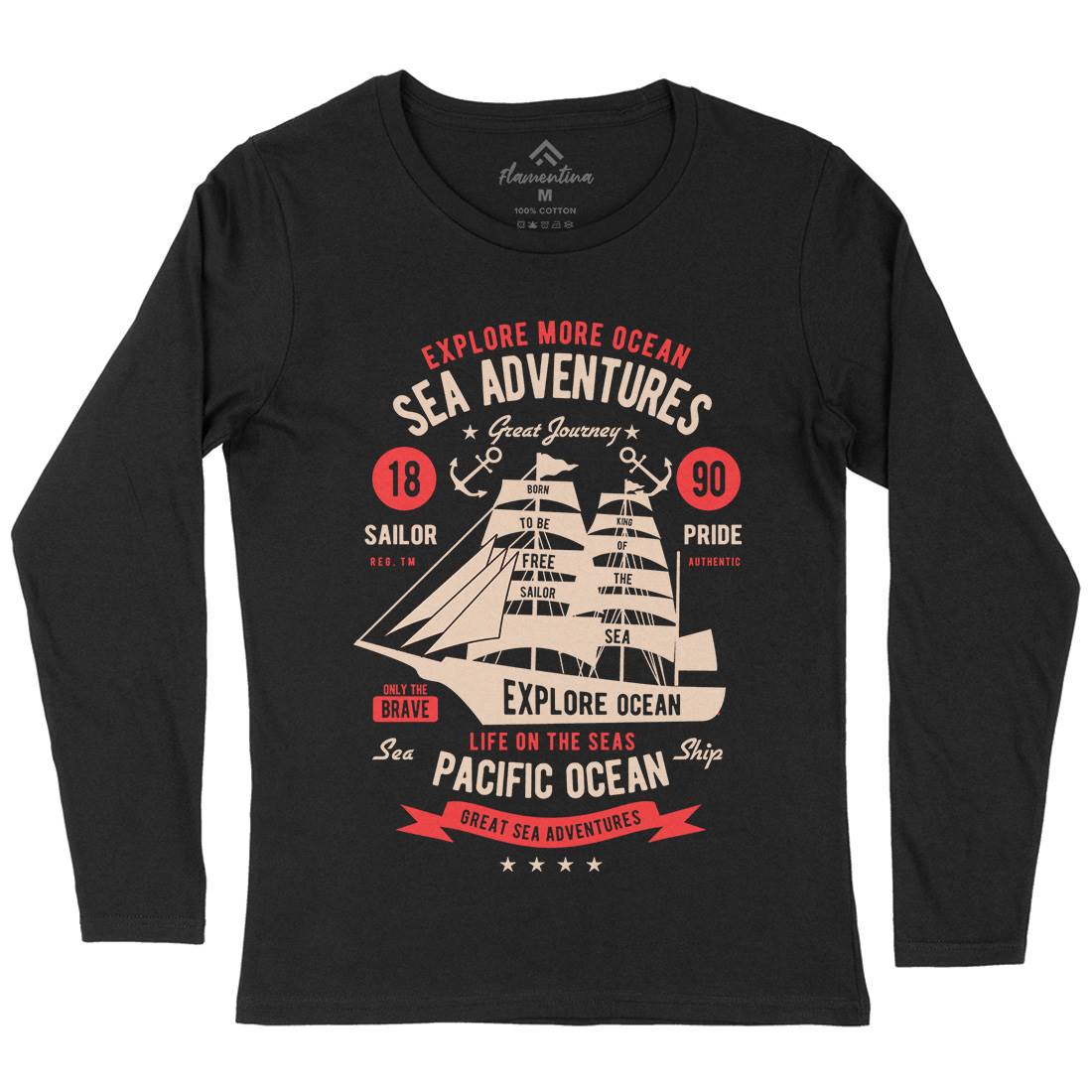 Sea Adventures Womens Long Sleeve T-Shirt Navy B446