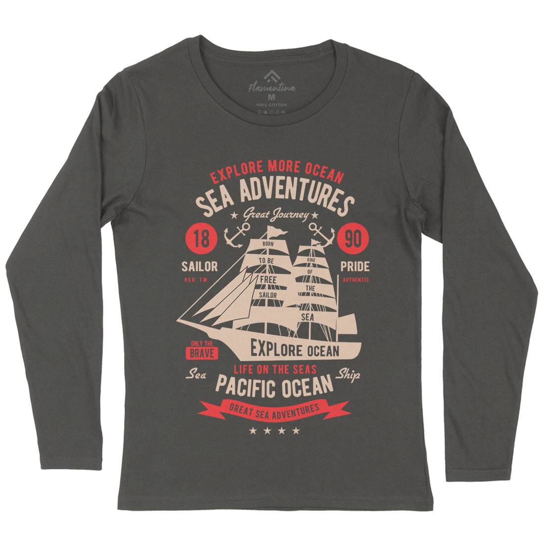 Sea Adventures Womens Long Sleeve T-Shirt Navy B446