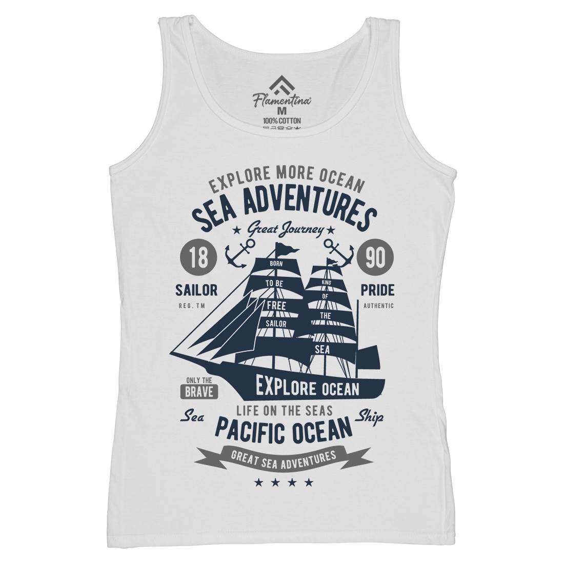 Sea Adventures Womens Organic Tank Top Vest Navy B446