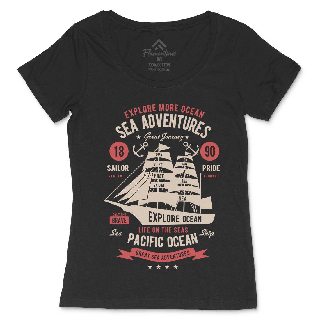 Sea Adventures Womens Scoop Neck T-Shirt Navy B446