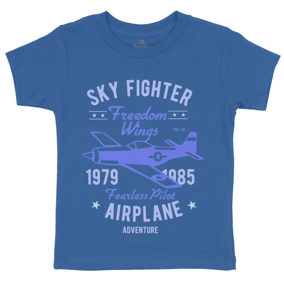 Sky Fighter Fearless Pilot Kids Organic Crew Neck T-Shirt Vehicles B447