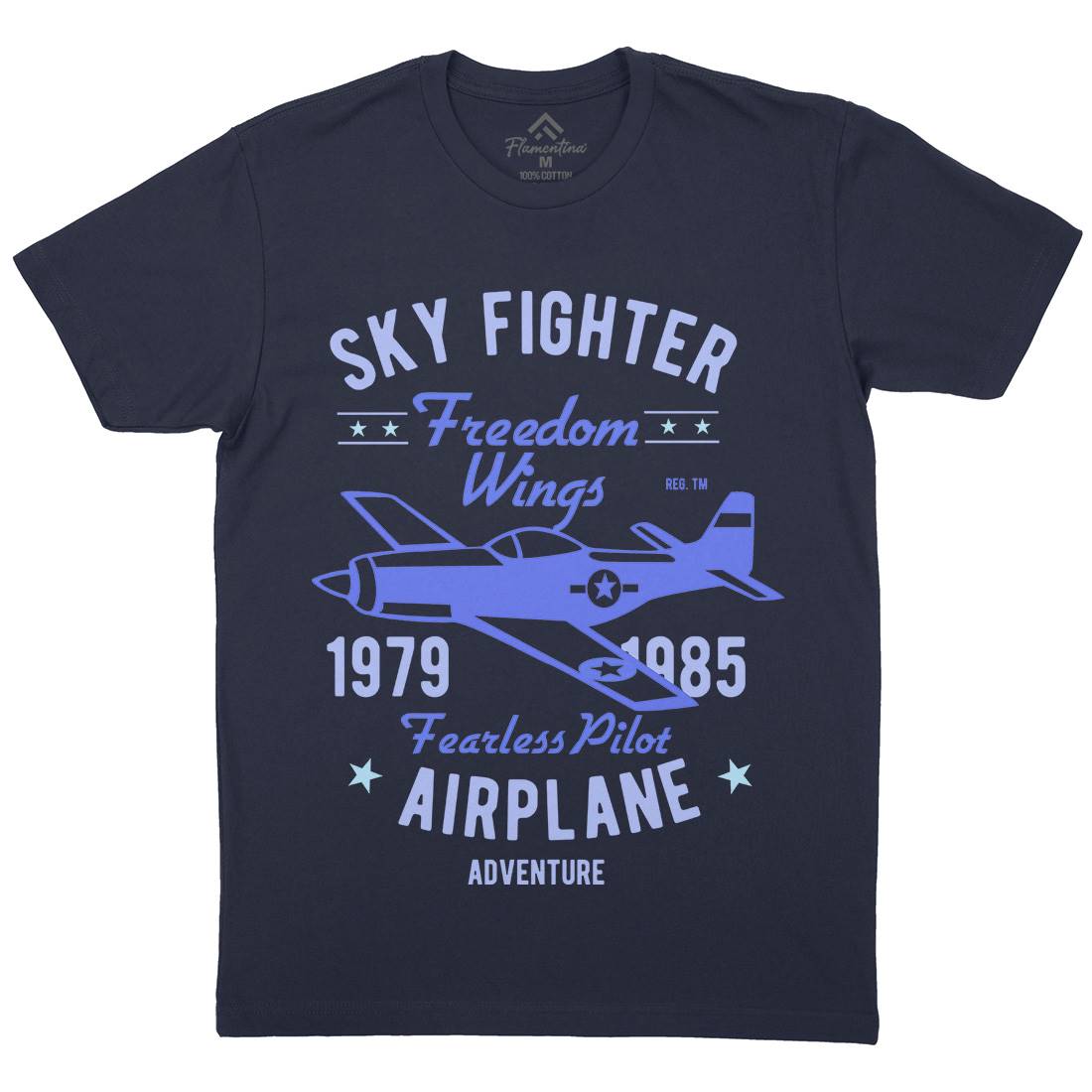 Sky Fighter Fearless Pilot Mens Organic Crew Neck T-Shirt Vehicles B447