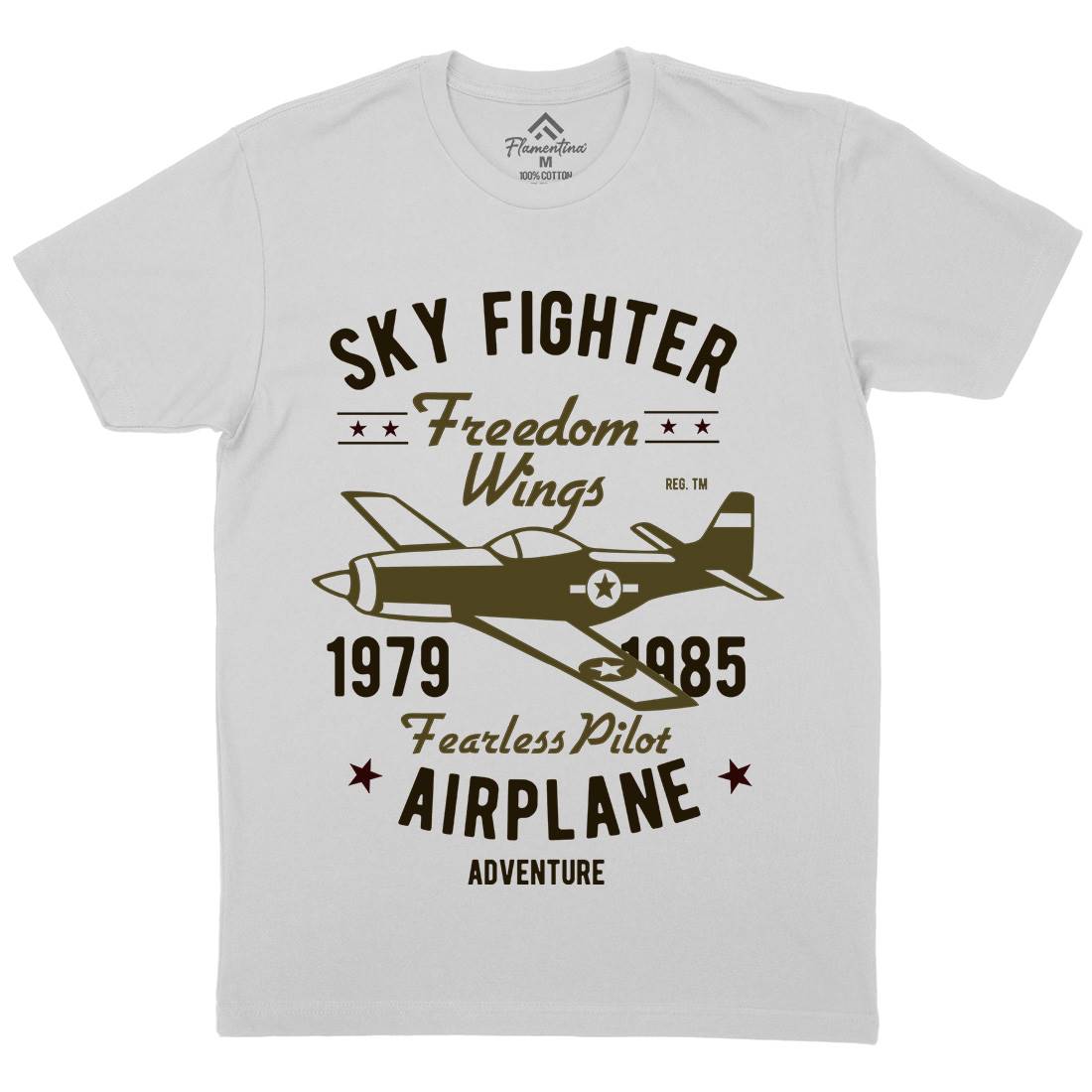 Sky Fighter Fearless Pilot Mens Crew Neck T-Shirt Vehicles B447