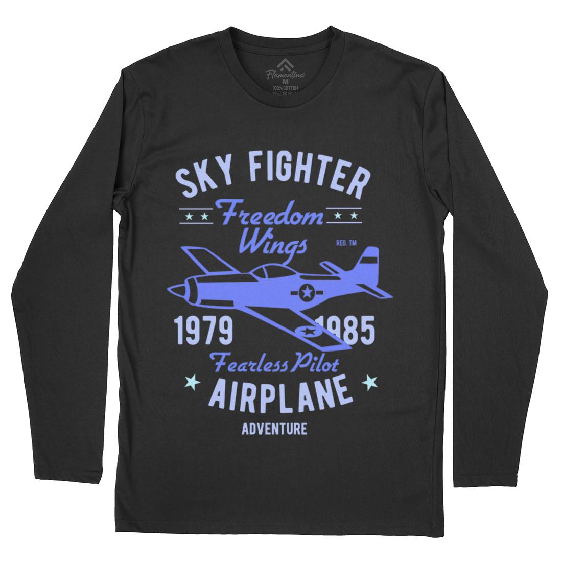 Sky Fighter Fearless Pilot Mens Long Sleeve T-Shirt Vehicles B447