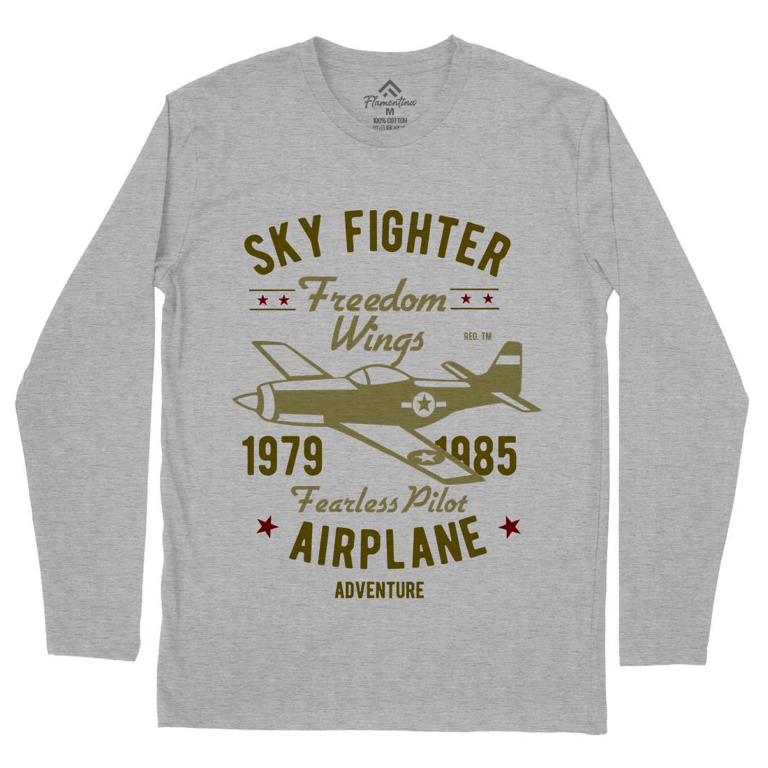 Sky Fighter Fearless Pilot Mens Long Sleeve T-Shirt Vehicles B447
