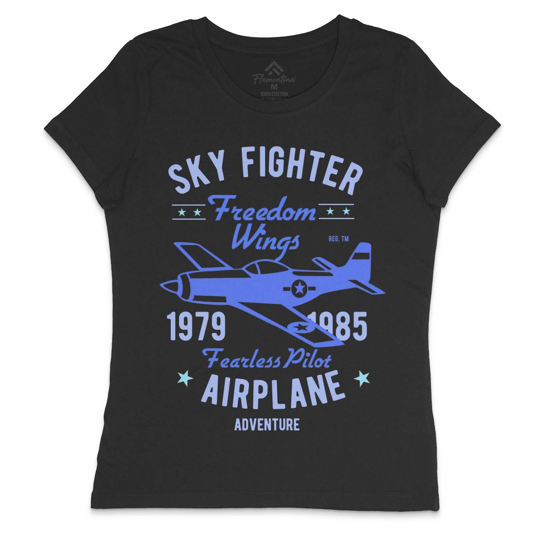 Sky Fighter Fearless Pilot Womens Crew Neck T-Shirt Vehicles B447