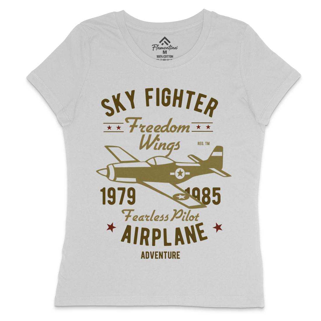 Sky Fighter Fearless Pilot Womens Crew Neck T-Shirt Vehicles B447