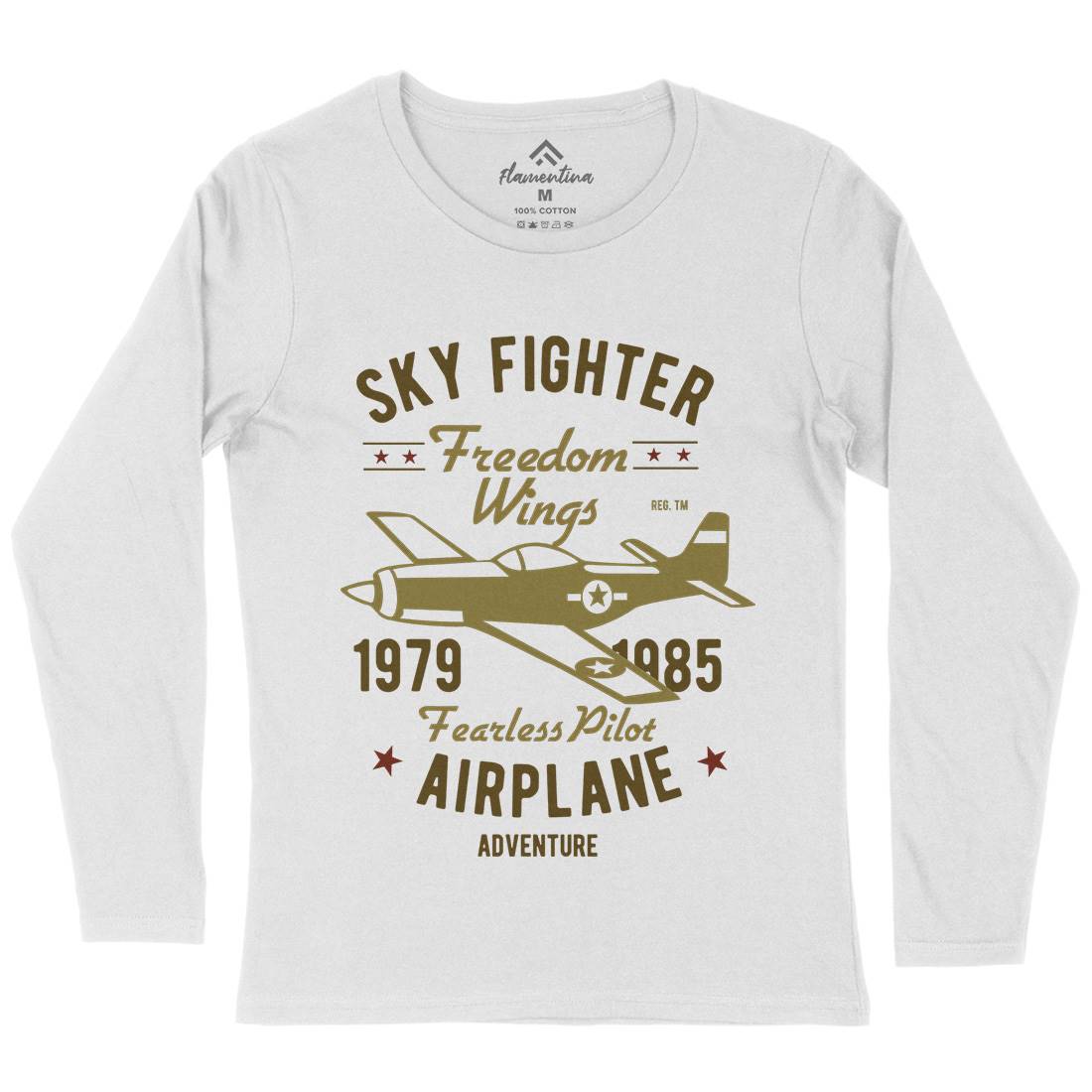Sky Fighter Fearless Pilot Womens Long Sleeve T-Shirt Vehicles B447