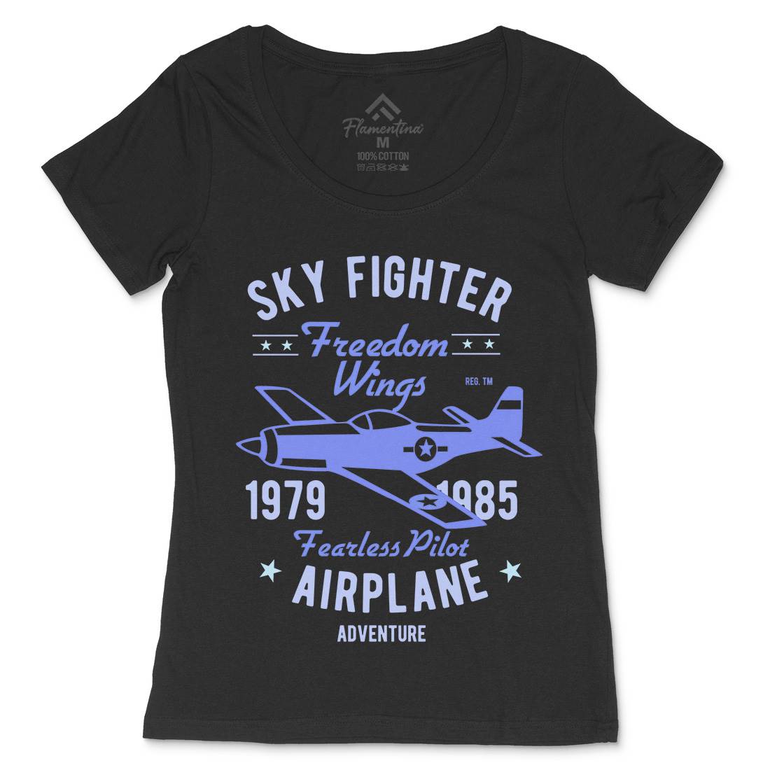 Sky Fighter Fearless Pilot Womens Scoop Neck T-Shirt Vehicles B447