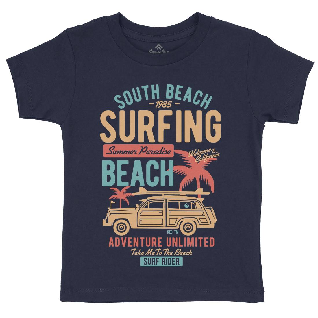 South Kids Organic Crew Neck T-Shirt Surf B448