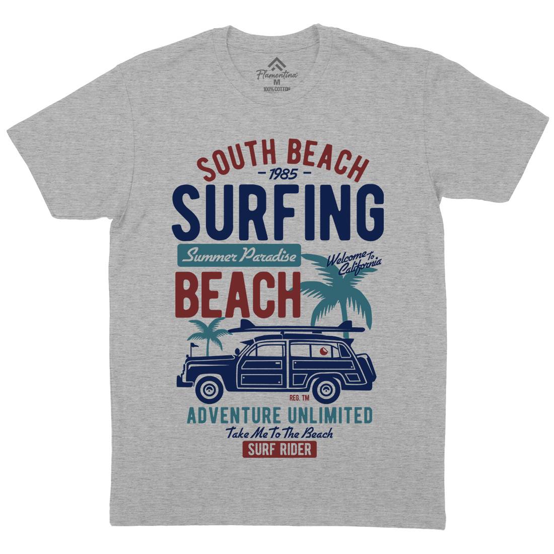 South Mens Crew Neck T-Shirt Surf B448