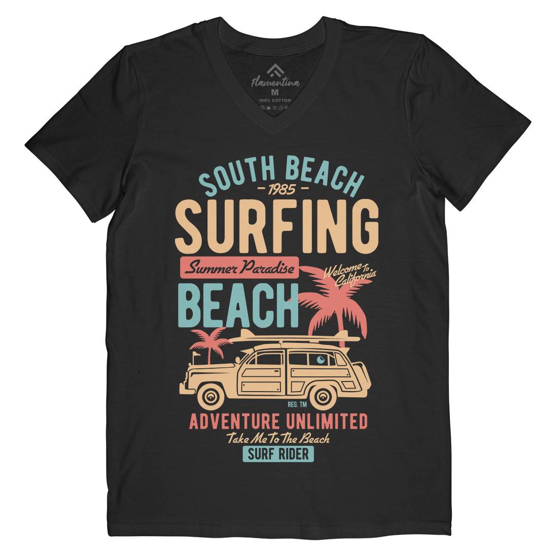 South Mens Organic V-Neck T-Shirt Surf B448