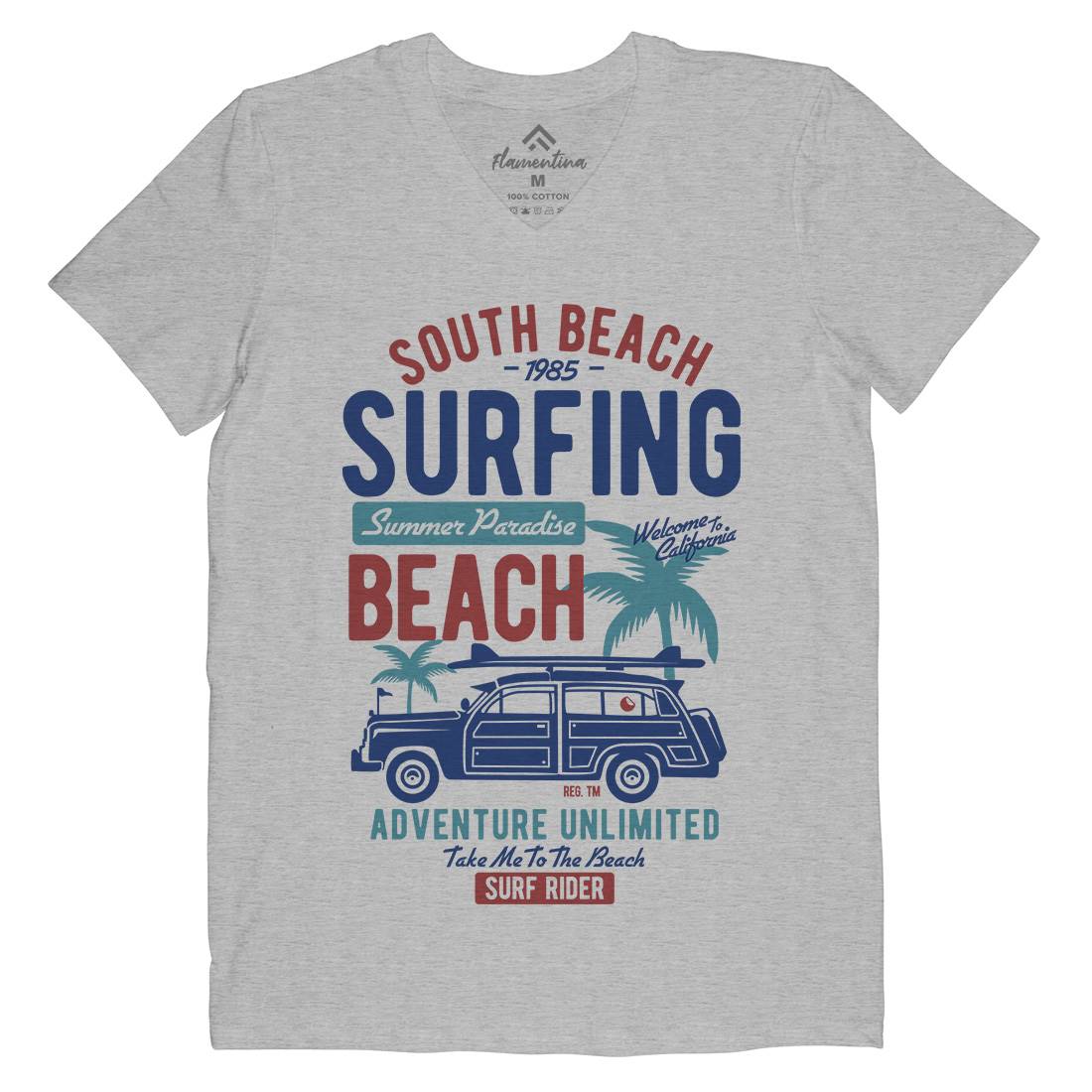 South Mens Organic V-Neck T-Shirt Surf B448