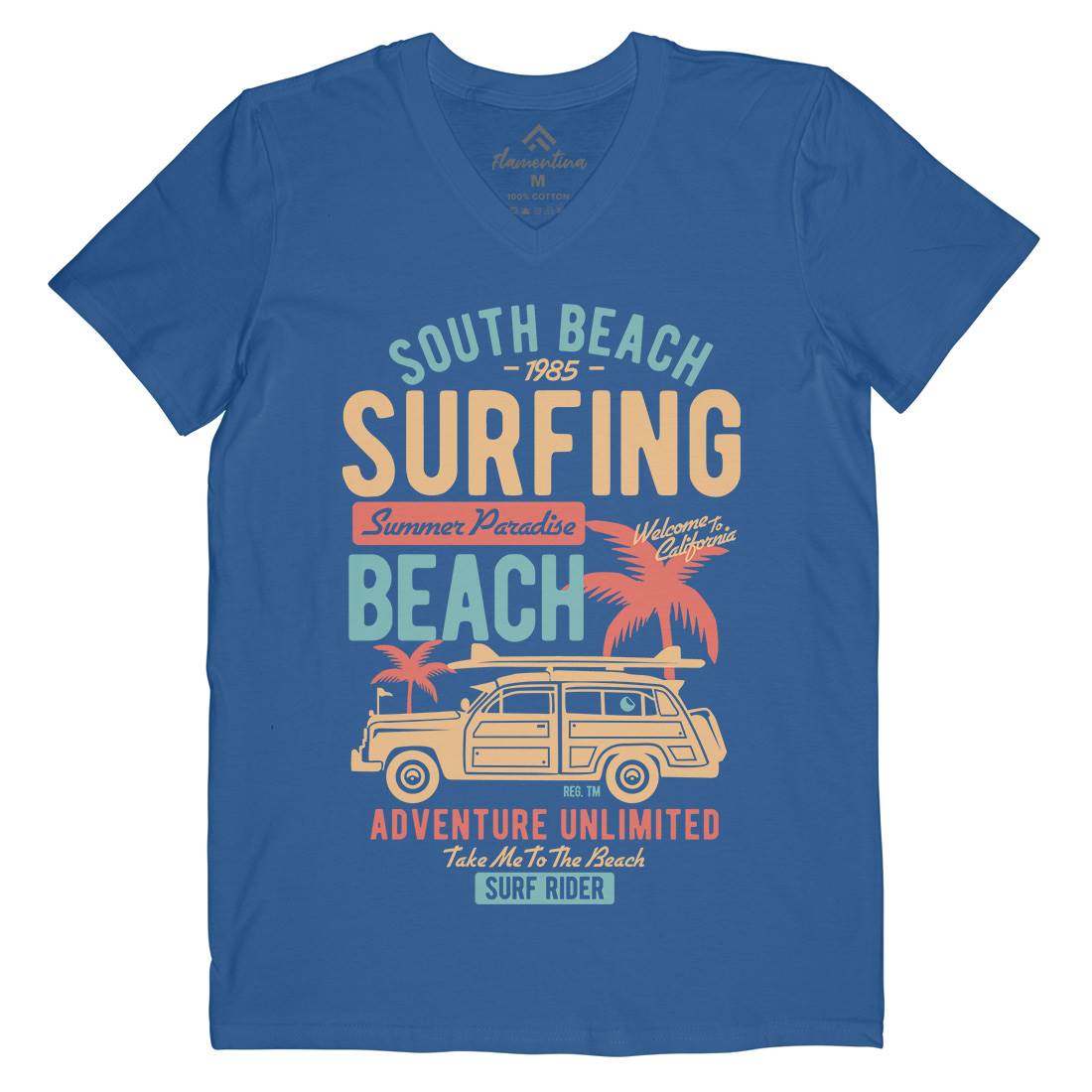 South Mens V-Neck T-Shirt Surf B448