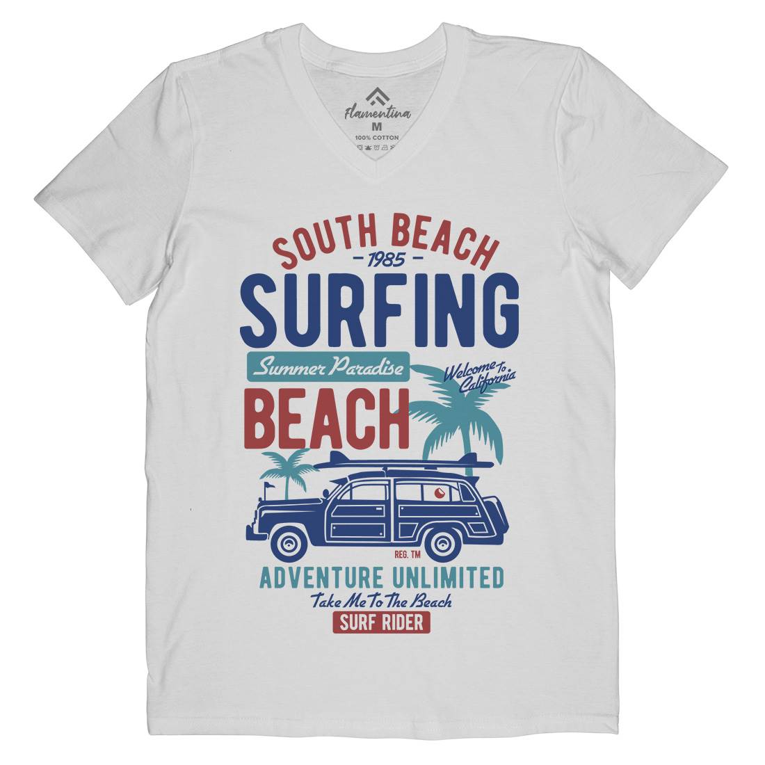South Mens V-Neck T-Shirt Surf B448