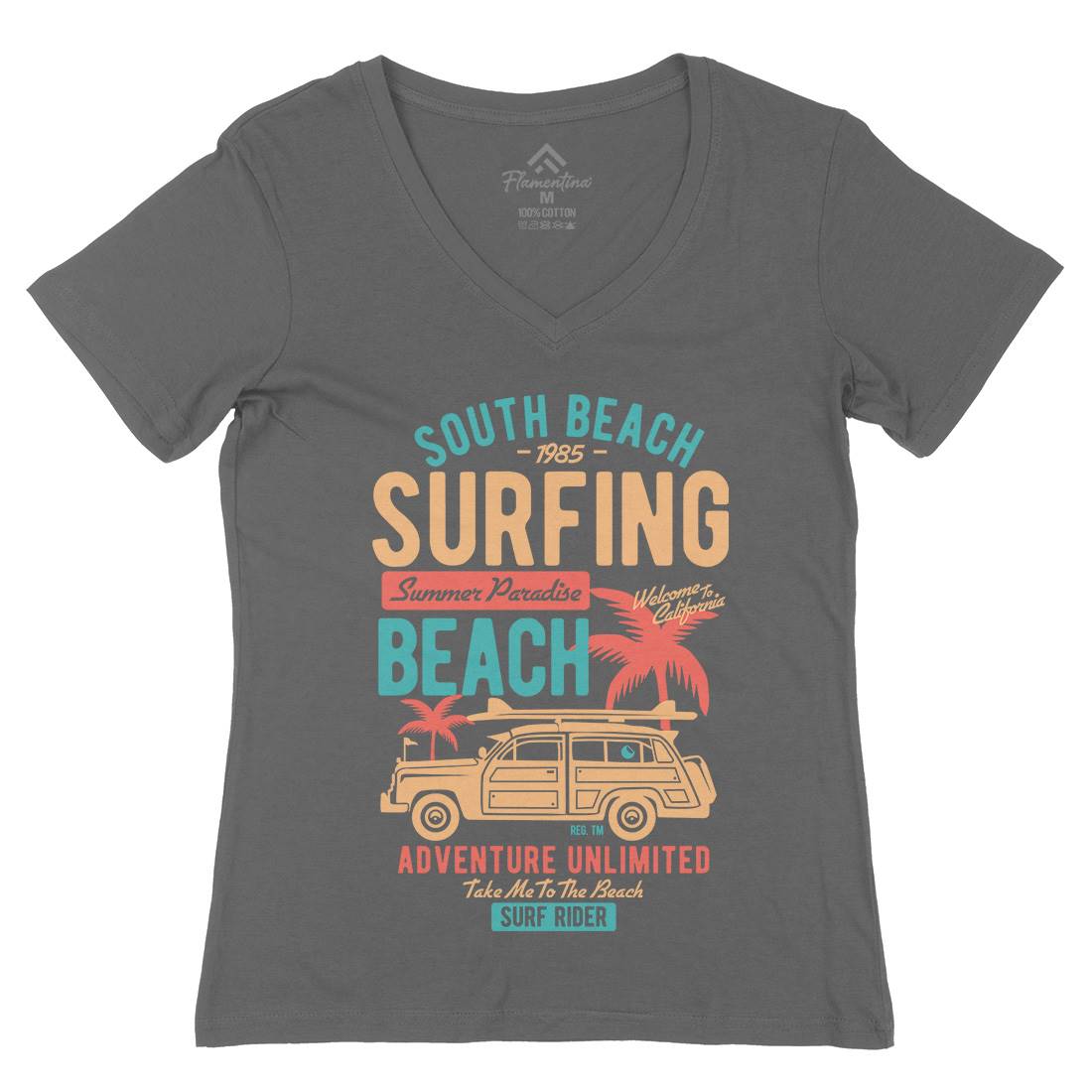 South Womens Organic V-Neck T-Shirt Surf B448