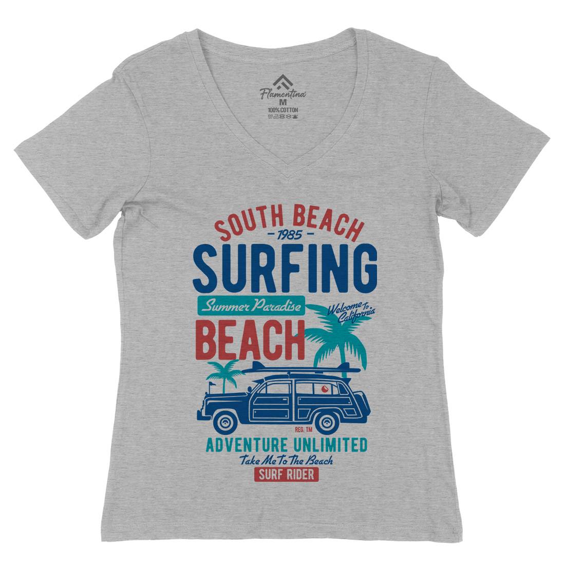South Womens Organic V-Neck T-Shirt Surf B448