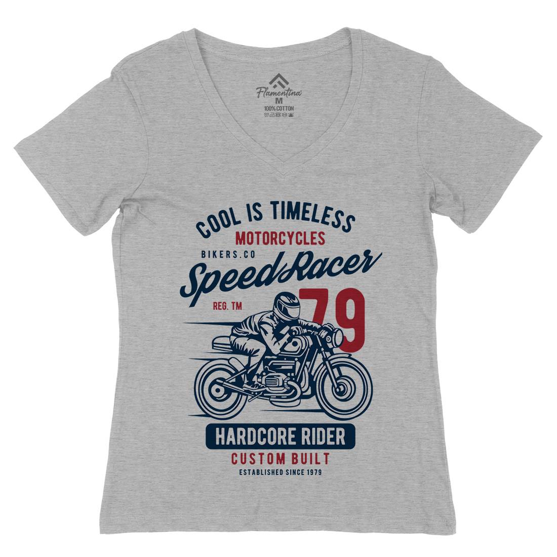 Speed Racer Womens Organic V-Neck T-Shirt Motorcycles B449