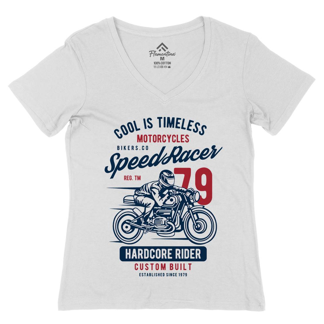 Speed Racer Womens Organic V-Neck T-Shirt Motorcycles B449