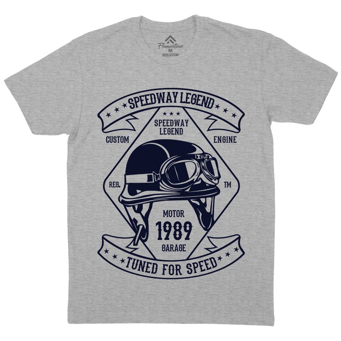 Speedway Legend Helmet Mens Organic Crew Neck T-Shirt Motorcycles B450