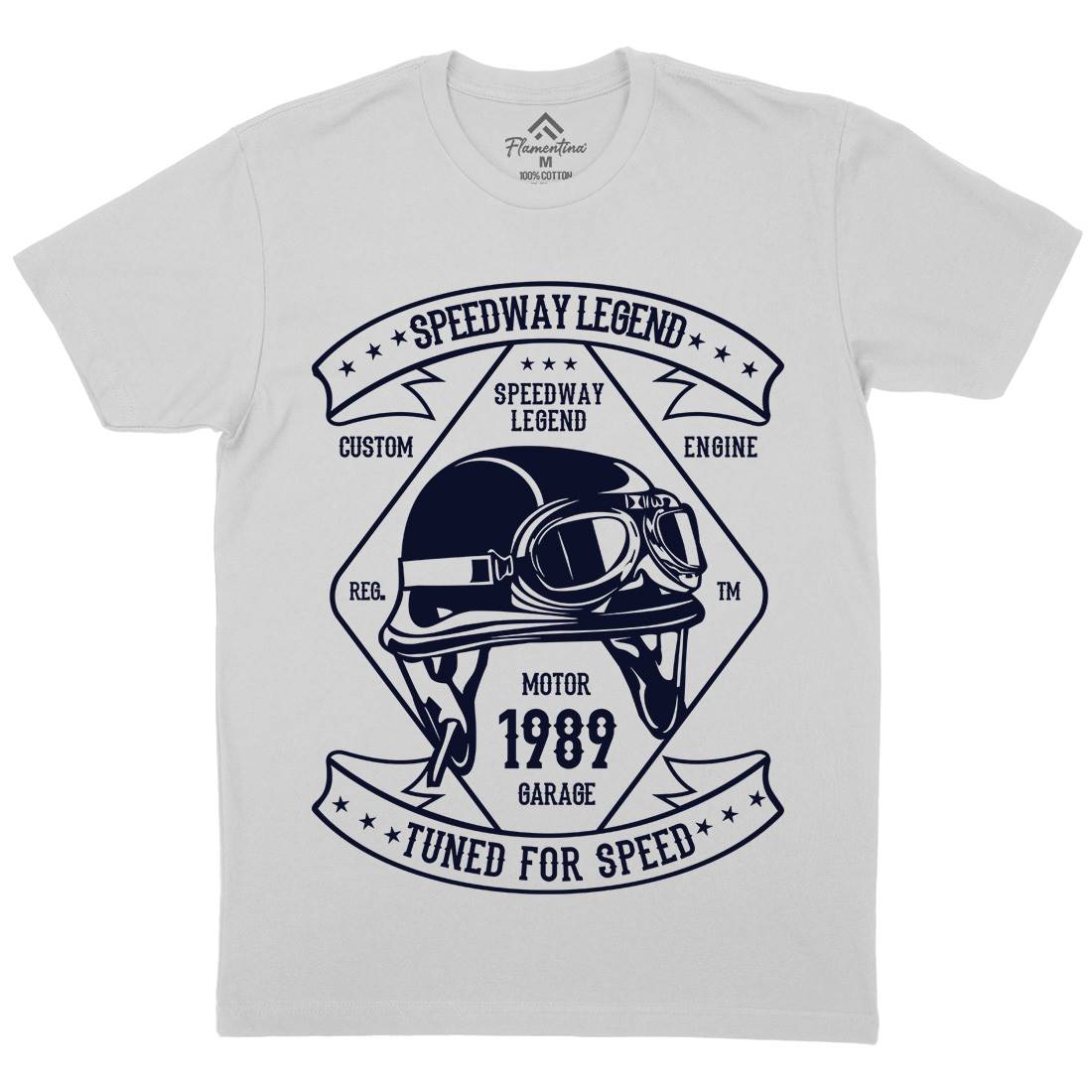 Speedway Legend Helmet Mens Crew Neck T-Shirt Motorcycles B450