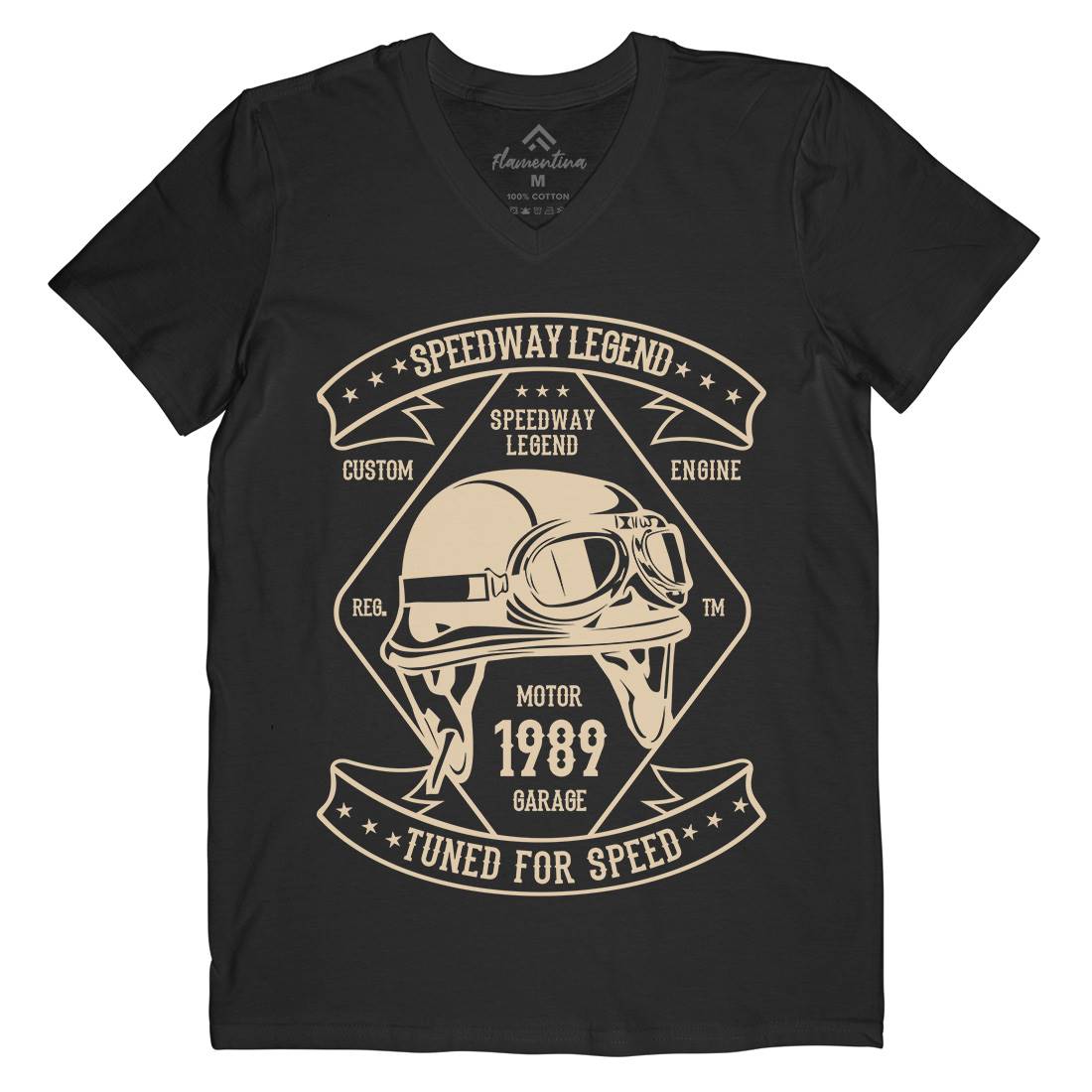 Speedway Legend Helmet Mens Organic V-Neck T-Shirt Motorcycles B450