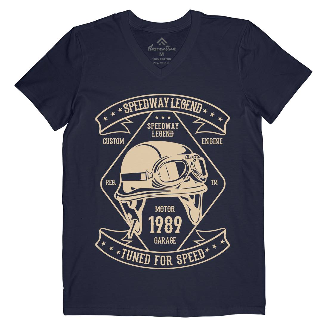 Speedway Legend Helmet Mens V-Neck T-Shirt Motorcycles B450