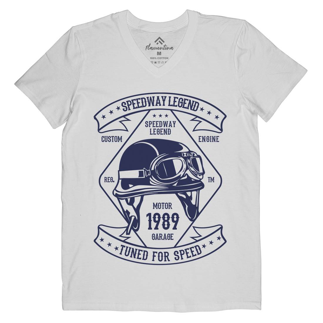 Speedway Legend Helmet Mens Organic V-Neck T-Shirt Motorcycles B450