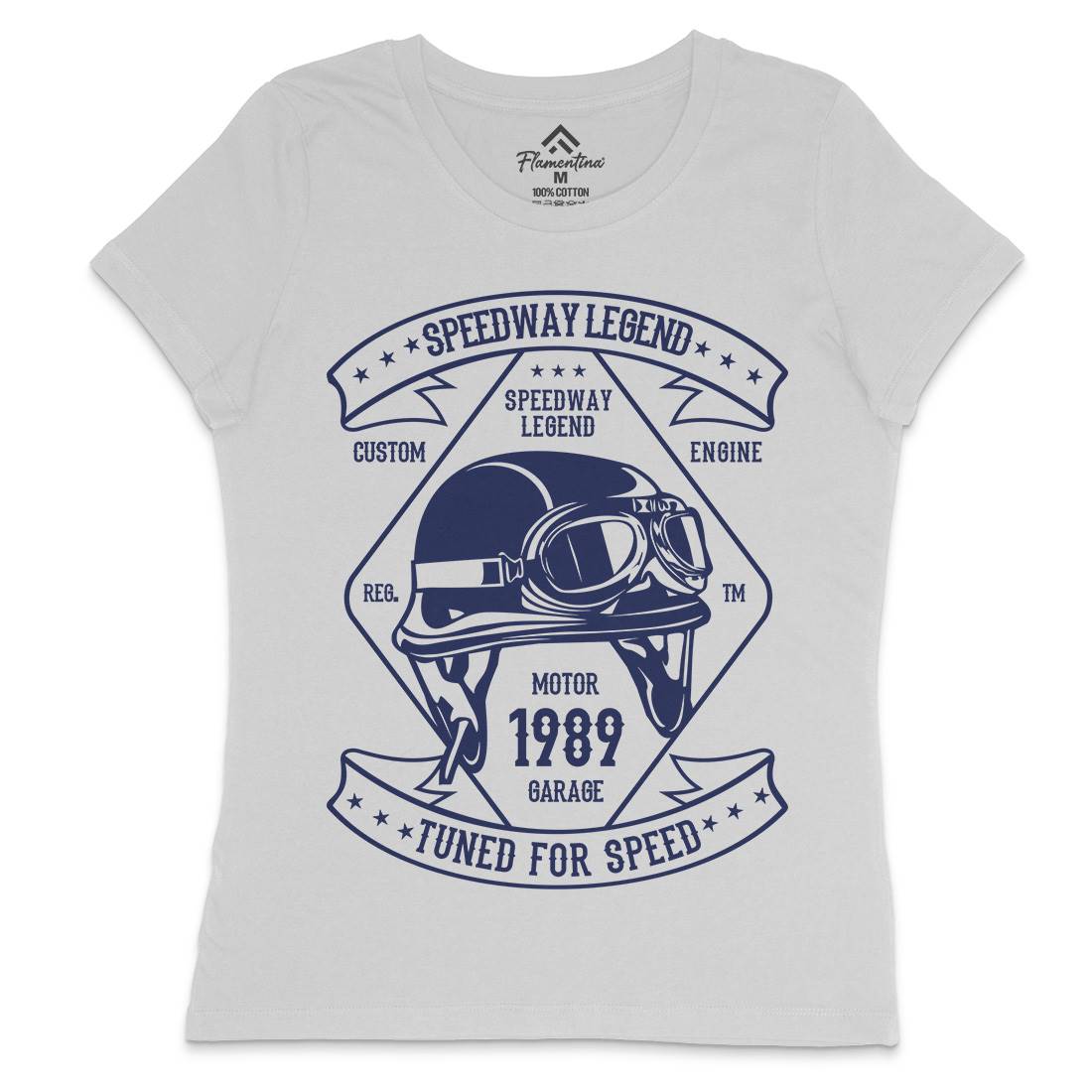 Speedway Legend Helmet Womens Crew Neck T-Shirt Motorcycles B450