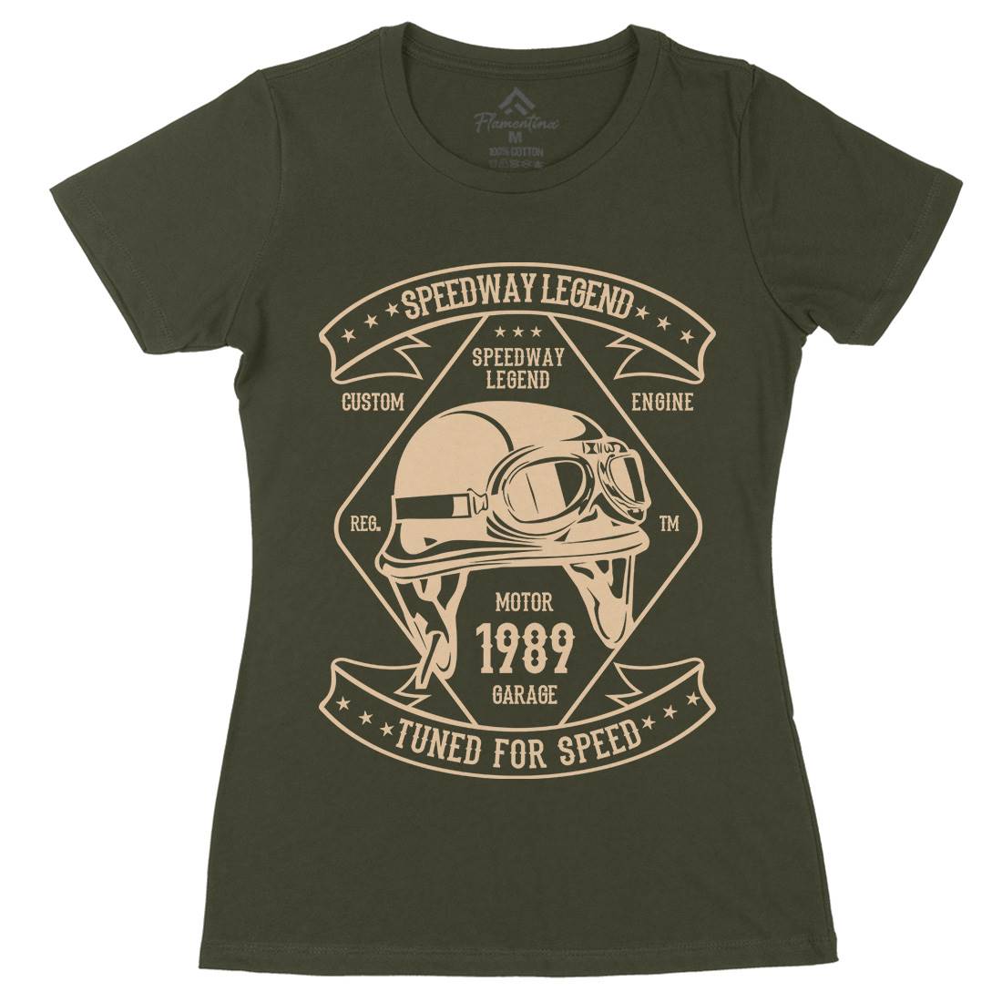 Speedway Legend Helmet Womens Organic Crew Neck T-Shirt Motorcycles B450