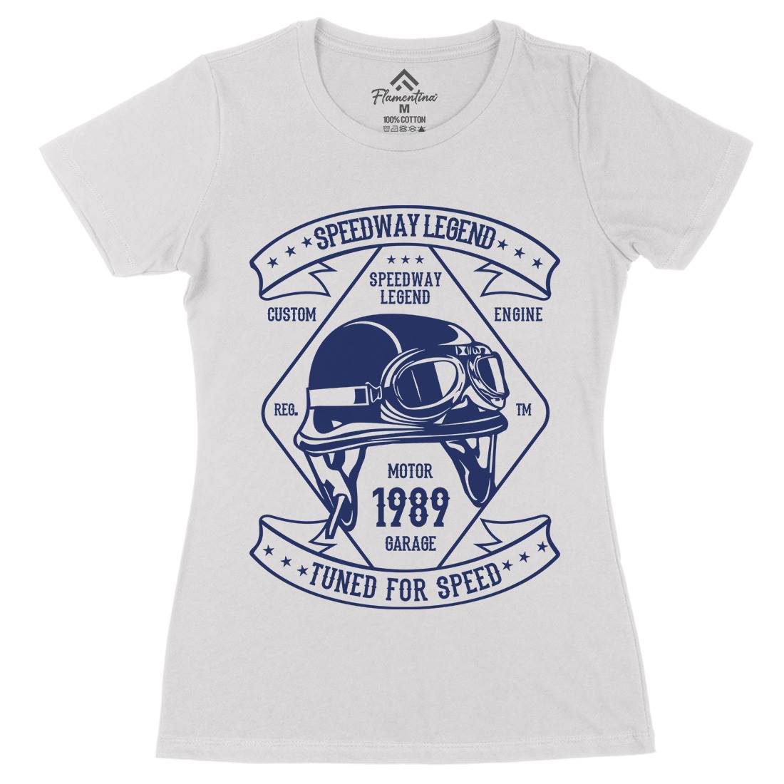 Speedway Legend Helmet Womens Organic Crew Neck T-Shirt Motorcycles B450