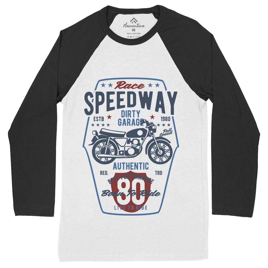 Speedway Mens Long Sleeve Baseball T-Shirt Motorcycles B451