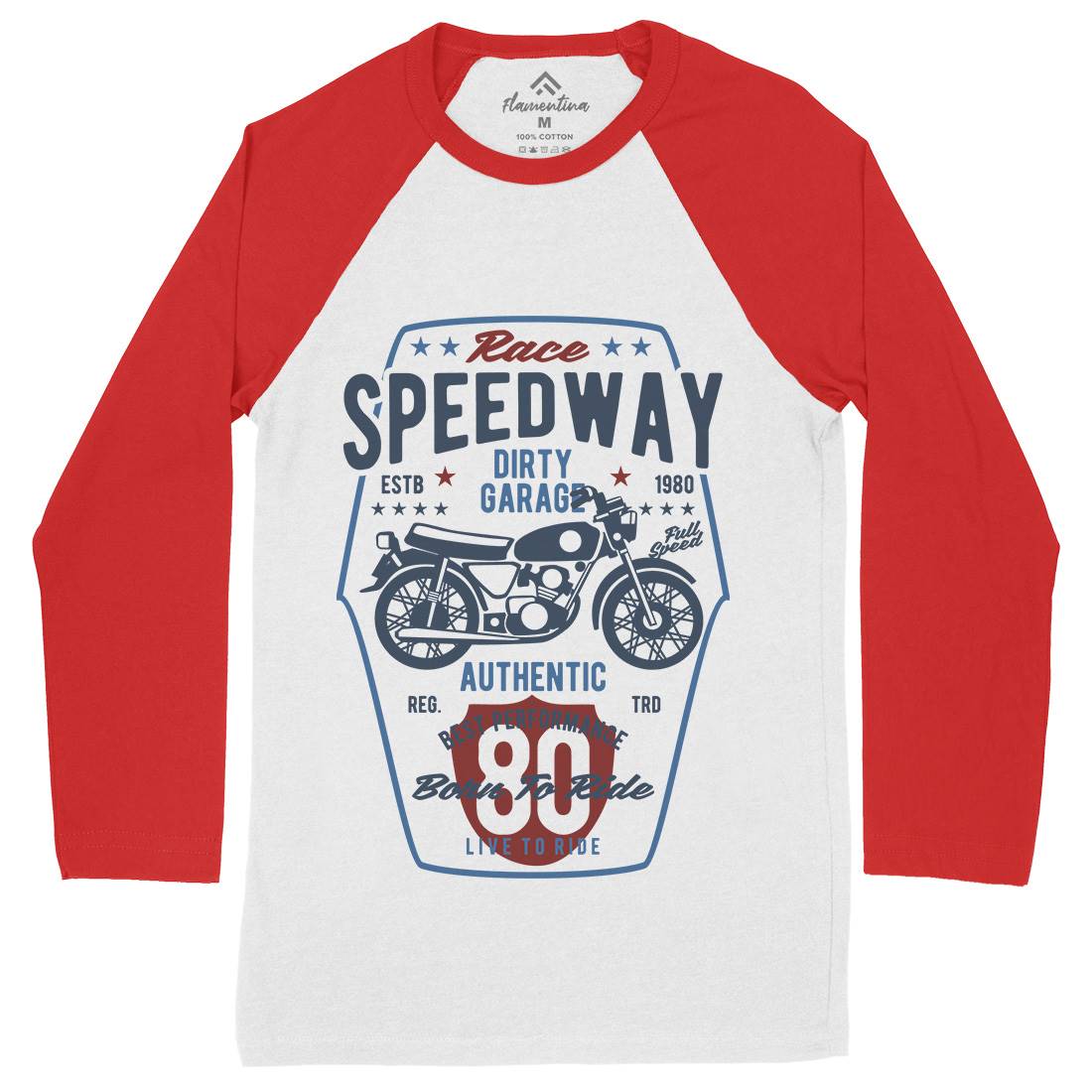 Speedway Mens Long Sleeve Baseball T-Shirt Motorcycles B451