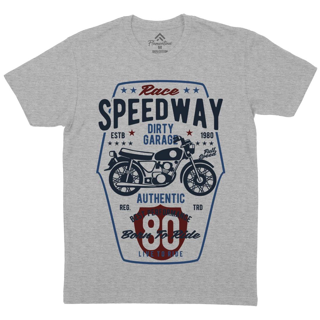 Speedway Mens Crew Neck T-Shirt Motorcycles B451