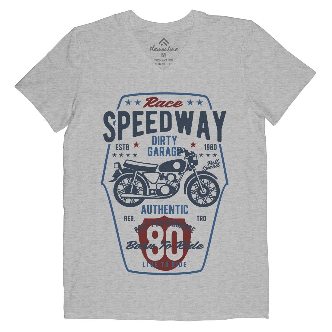 Speedway Mens Organic V-Neck T-Shirt Motorcycles B451