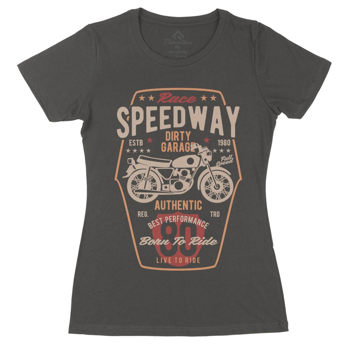 Speedway Womens Organic Crew Neck T-Shirt Motorcycles B451