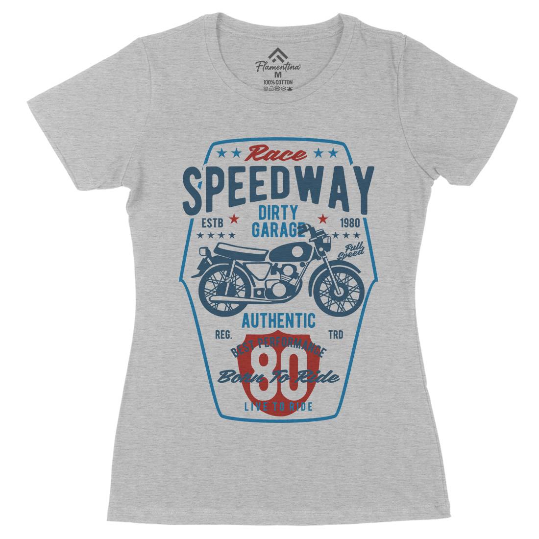 Speedway Womens Organic Crew Neck T-Shirt Motorcycles B451