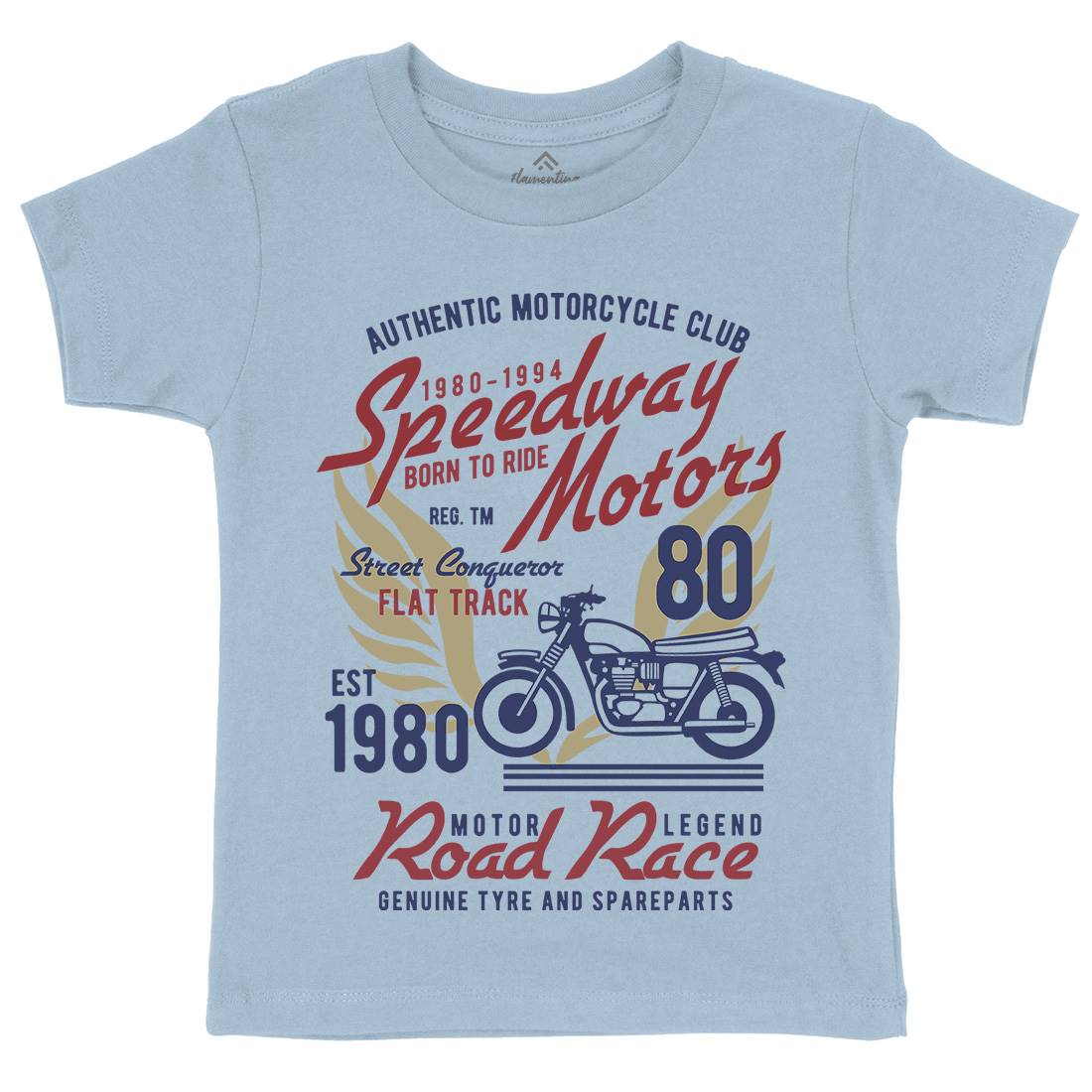 Speedways Motor Kids Organic Crew Neck T-Shirt Motorcycles B452