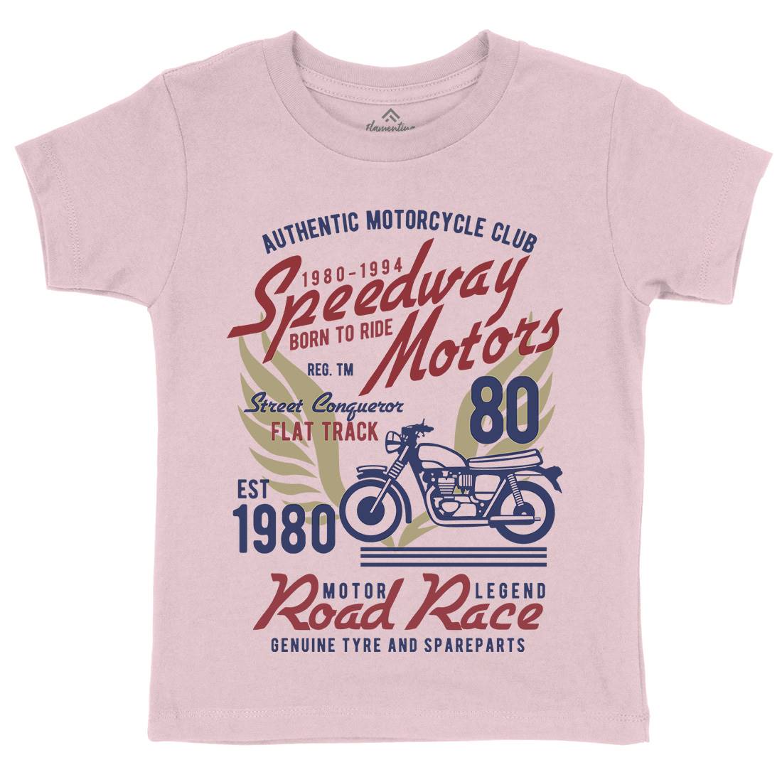 Speedways Motor Kids Organic Crew Neck T-Shirt Motorcycles B452