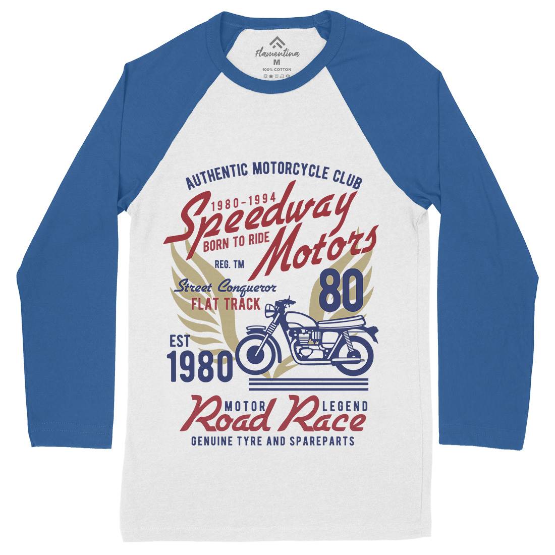 Speedways Motor Mens Long Sleeve Baseball T-Shirt Motorcycles B452