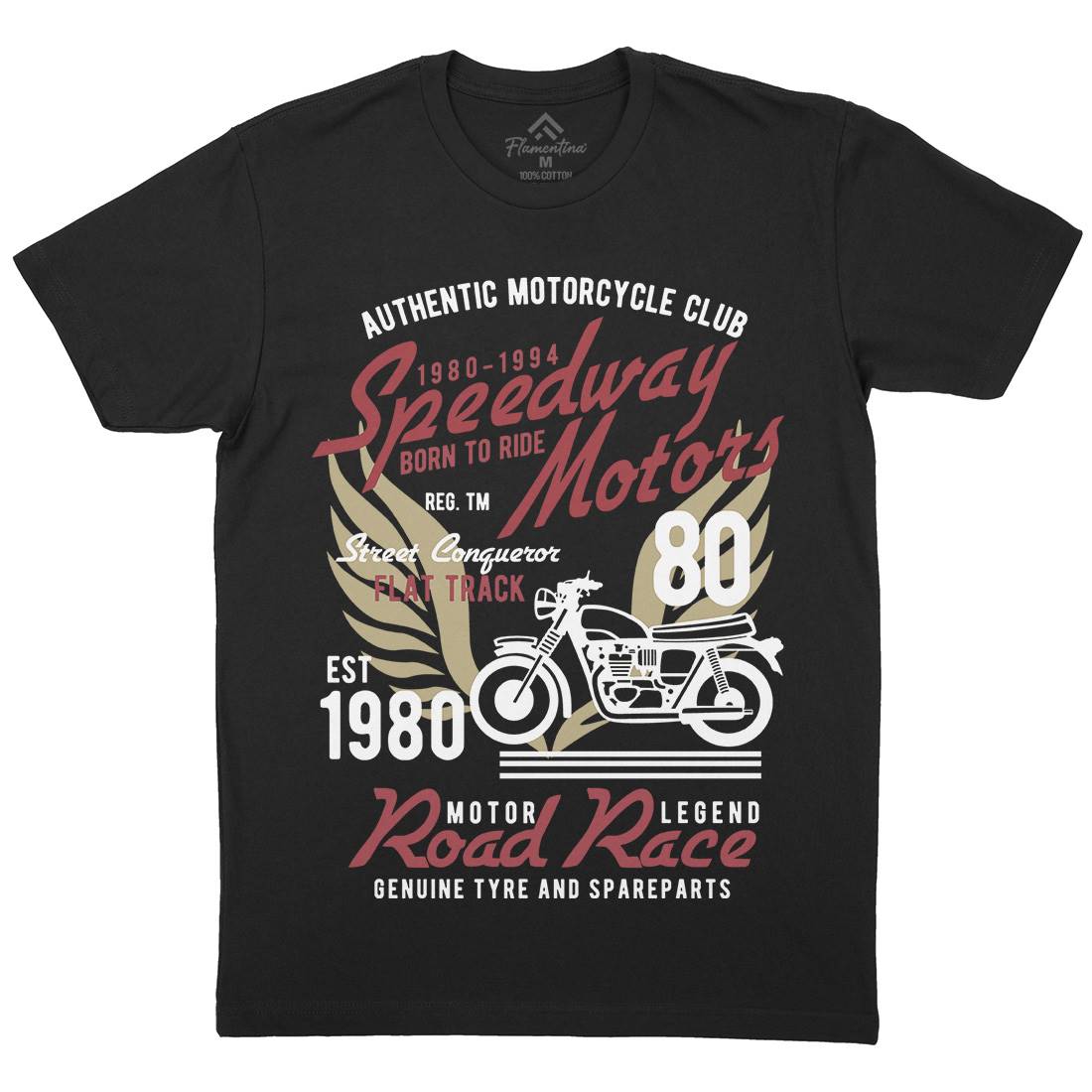 Speedways Motor Mens Organic Crew Neck T-Shirt Motorcycles B452