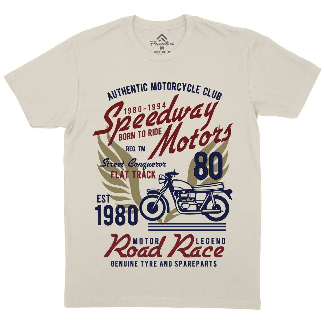 Speedways Motor Mens Organic Crew Neck T-Shirt Motorcycles B452