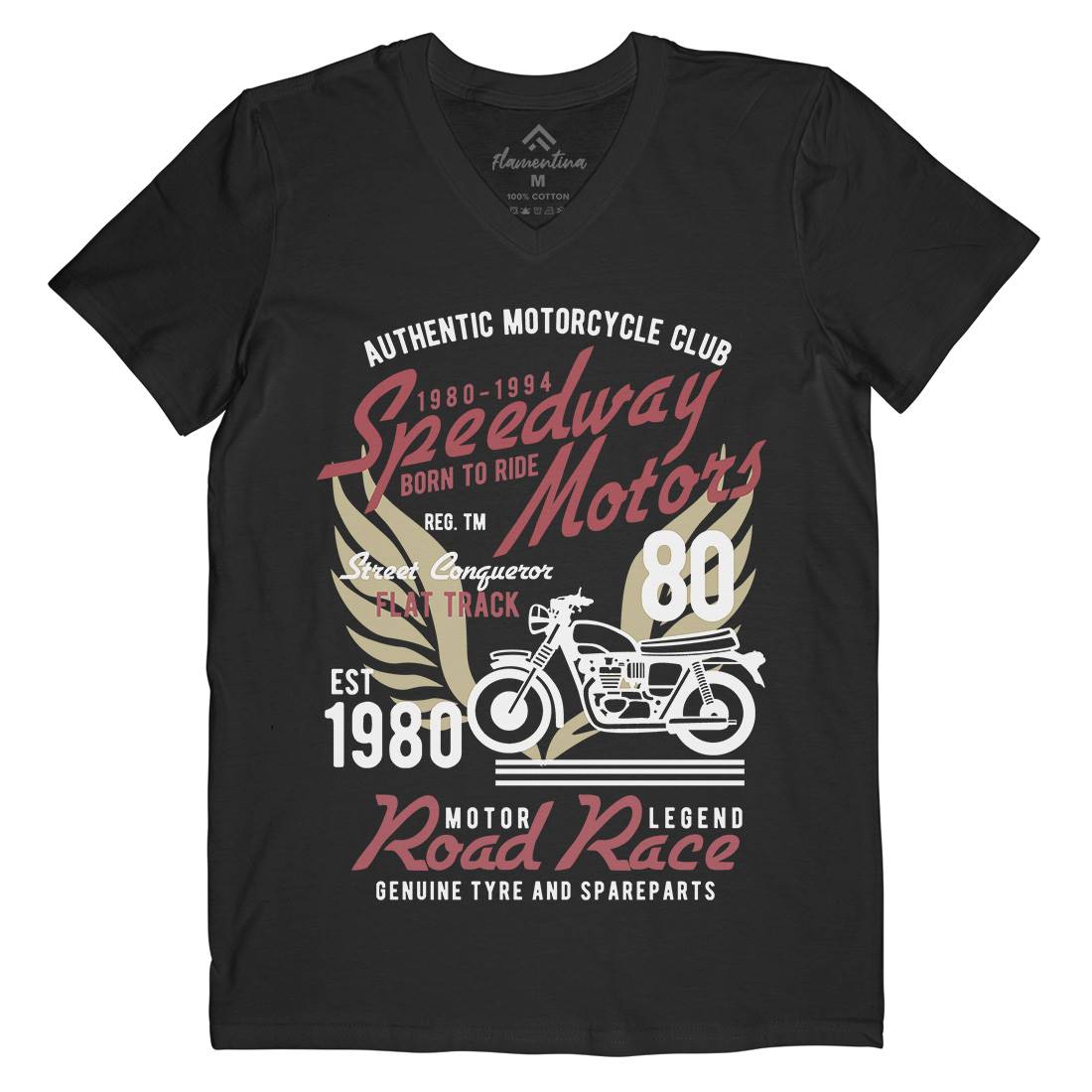 Speedways Motor Mens V-Neck T-Shirt Motorcycles B452